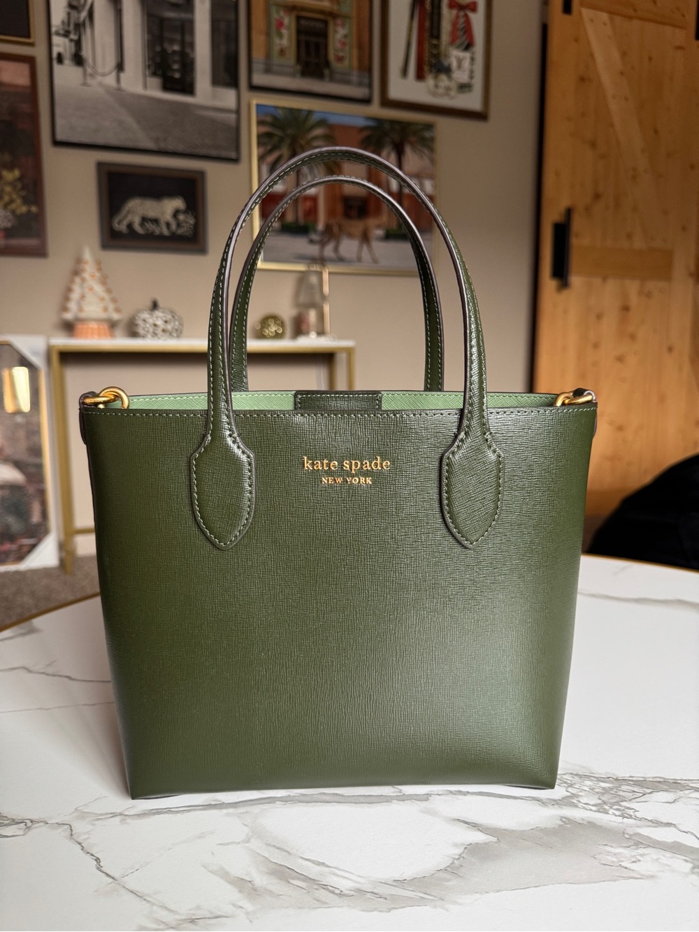 Kate Spade Bleecker Medium Crossbody Tote Olive Green